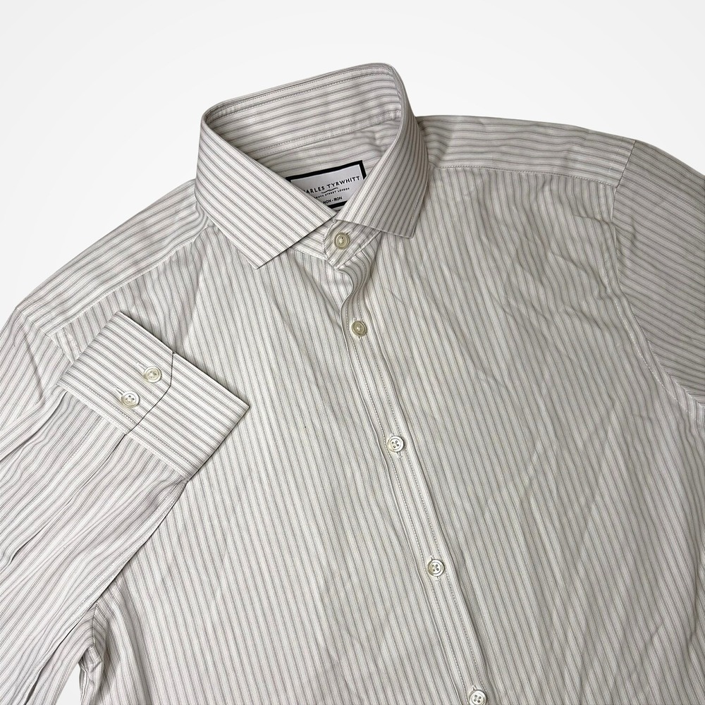 Charles Tyrwhitt Mens Extra Slim Fit Non-Iron Striped Dress Shirt 16/35 41/89cm
